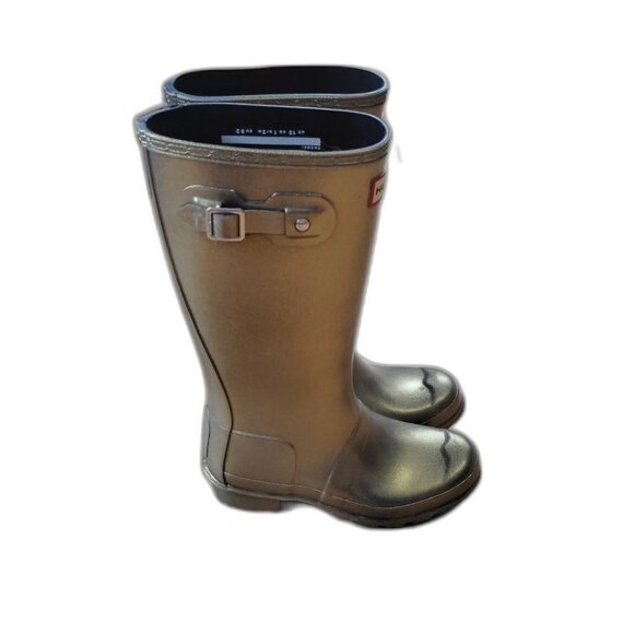 Hunter Kids Metallic Gold Original Tall Nebula Boots Size US 2 Girls - Picture 2 of 10